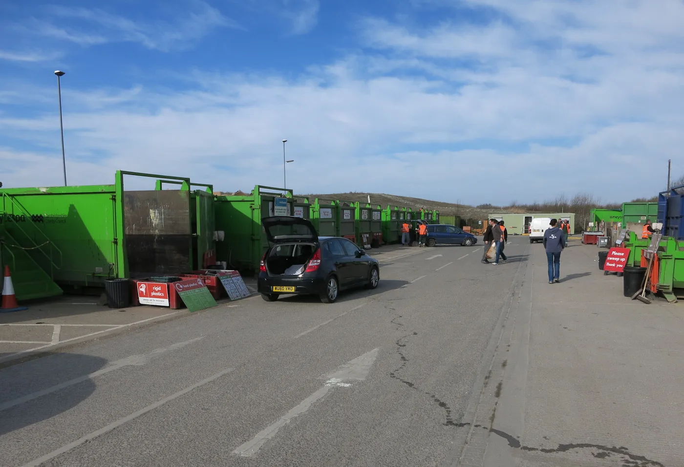 Milton recycling centre on Butt Lane, the nearest household waste site to Cambridge. It takes no bookings and opens until 8pm on summer weekdays.