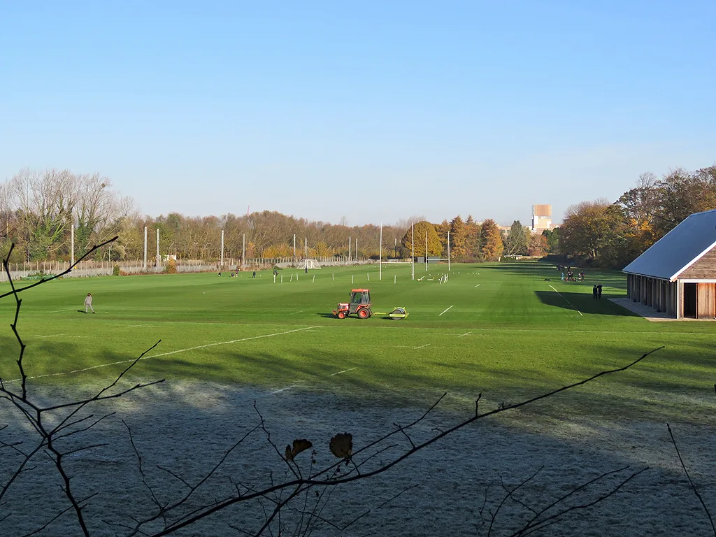 The playing field at Hills Road Sixth Form College, which takes a two-week October break this year